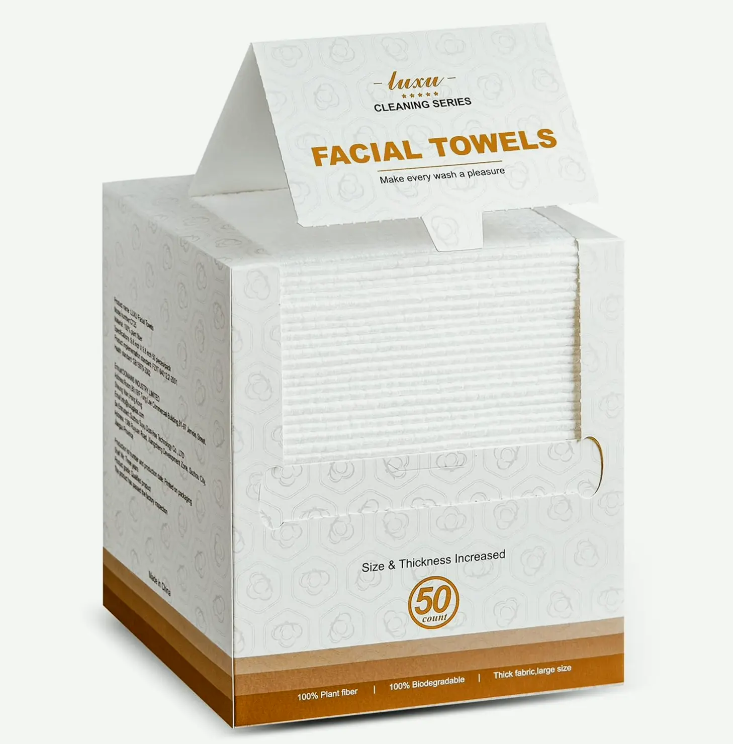 Biodegradable Face Wipes, Extra Thick, Gentle, 50 Count