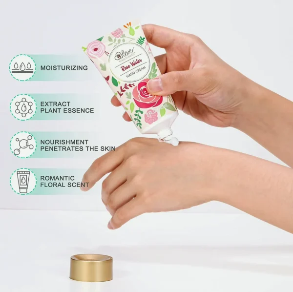 4-Piece Rosewater Lotion Gift Set: Hand and Foot Cream, Bar Soap, Floral Candle - All Skin Care Needs