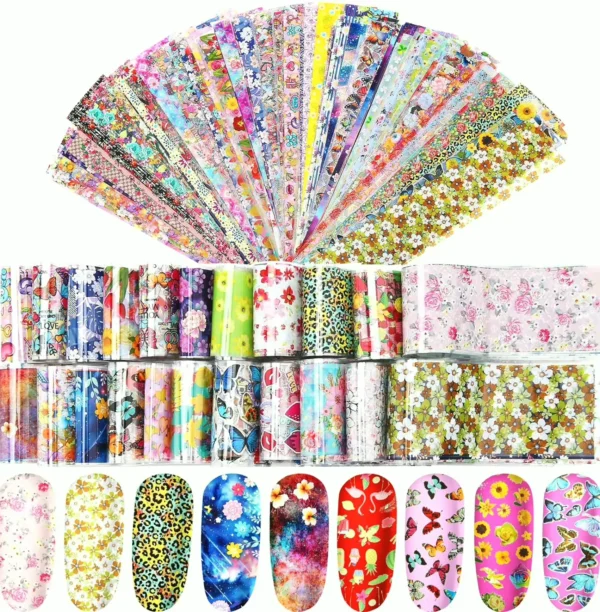 300 Sheets Nail Foil Transfer Sticker Set