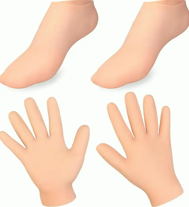 2 Pairs Silicone Moisturizing Socks & Gloves for Foot and Hand Care