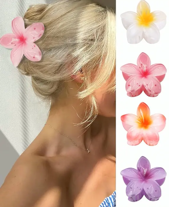 Flower Hair Claws - 4PCS for Dense Hair, Strong Grip