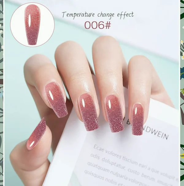 Eight Shades Sparkling Diamond Color Changing Gel Nail Polish