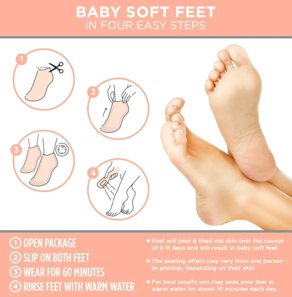 Footcare Peel Mask - 2 pairs, Peach Scent