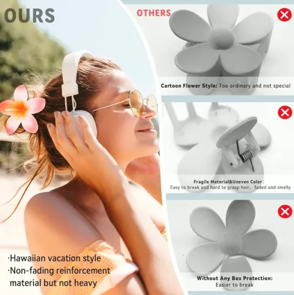 Flower Hair Claws - 4PCS for Dense Hair, Strong Grip