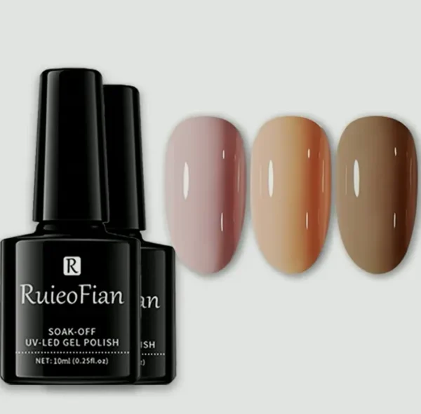 BingBrush 3 Pcs Gel Nail Set, 10ML Nude Gel Lacquer Natural Nail Polish Lasting Gloss