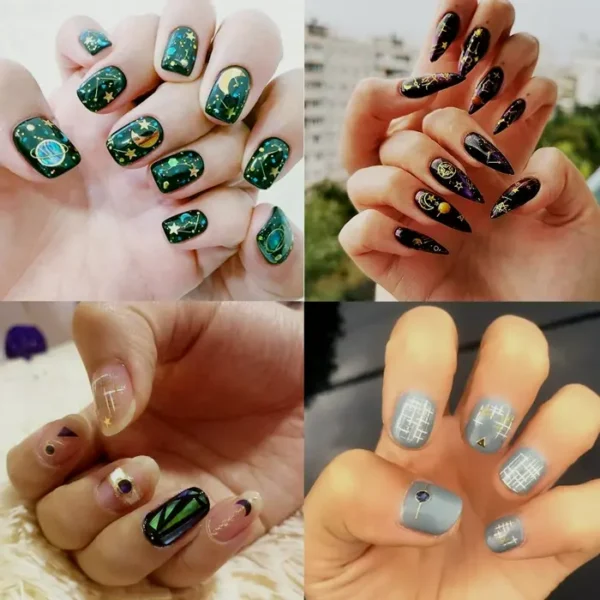 TOROKOM 3D Metallic Nail Decals for Girls