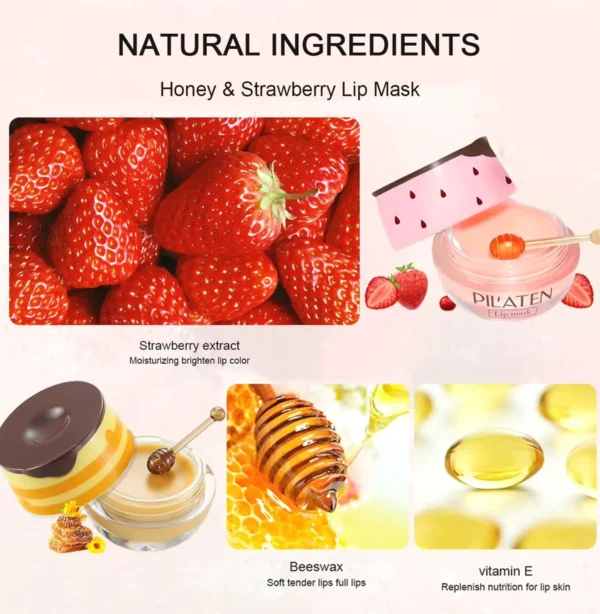 Bee Lip Balm Hydrating Set, Strawberry & Honey Flavors