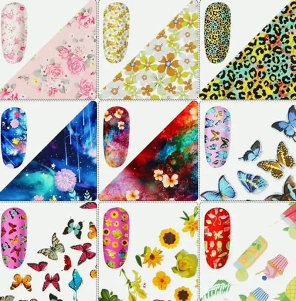 300 Sheets Nail Foil Transfer Sticker Set