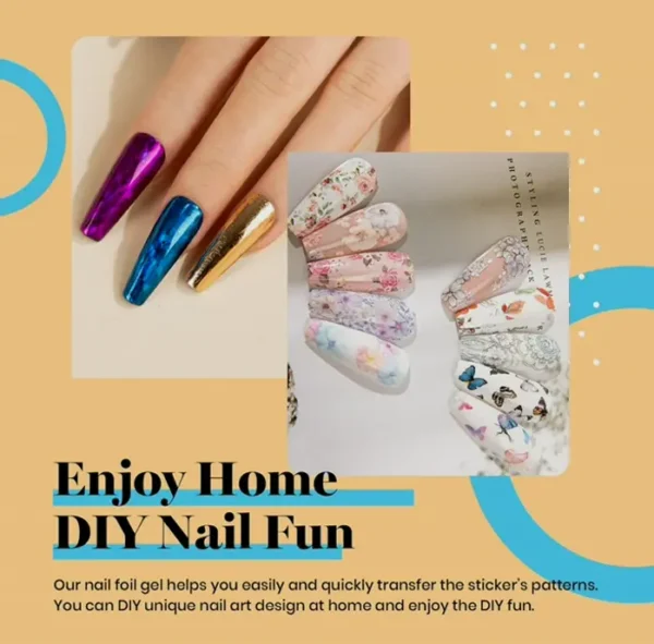 Nail Foil Glue Set - 2 Containers w/ Stickers