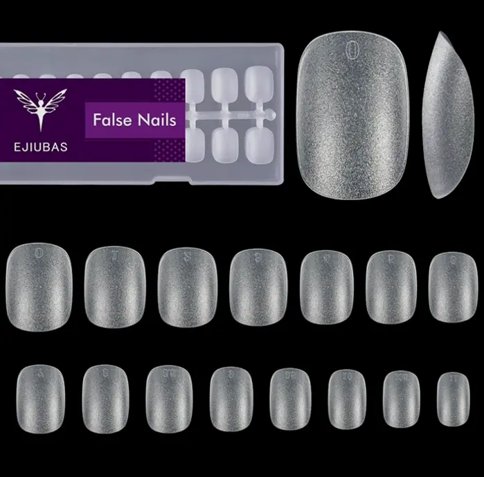 Extra Short Acrylic Tips, Fifteen Sizes Pre-buff Matte Complete Coating